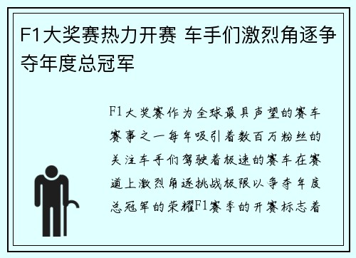 F1大奖赛热力开赛 车手们激烈角逐争夺年度总冠军